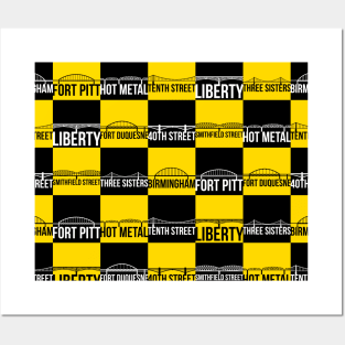 Nine Pittsburgh Bridges Checkerboard Posters and Art